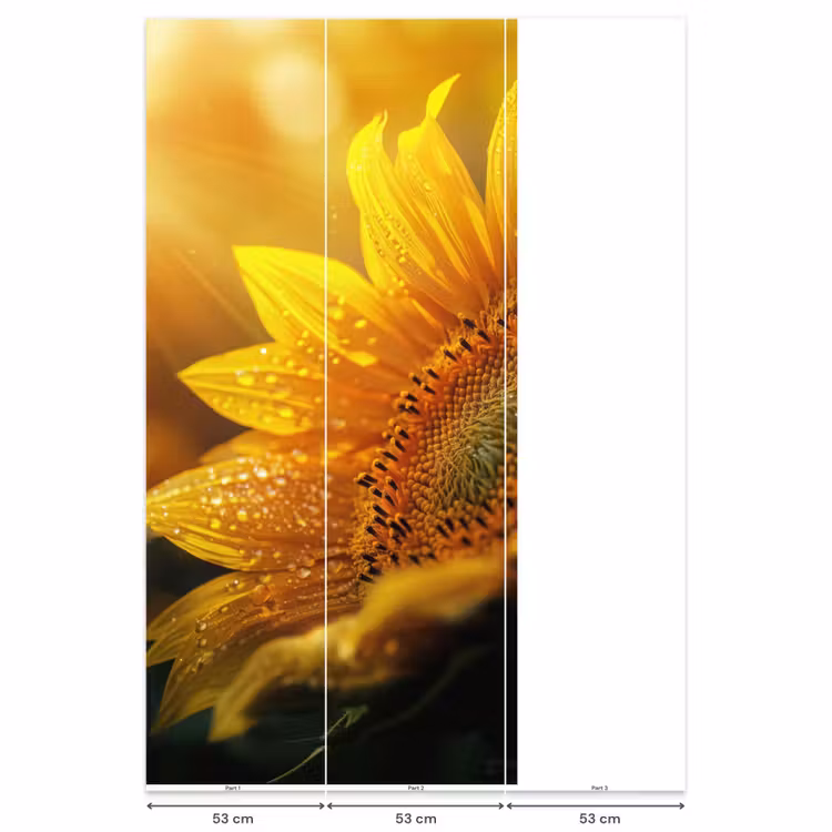Behang - Zonnebloem - Dauwdruppels - Geel - Zonlicht — 6