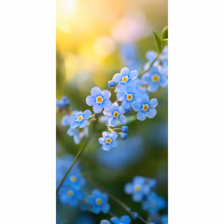 Behang - Bloemetjes - Blauw - Vergeet mij nietjes — 2