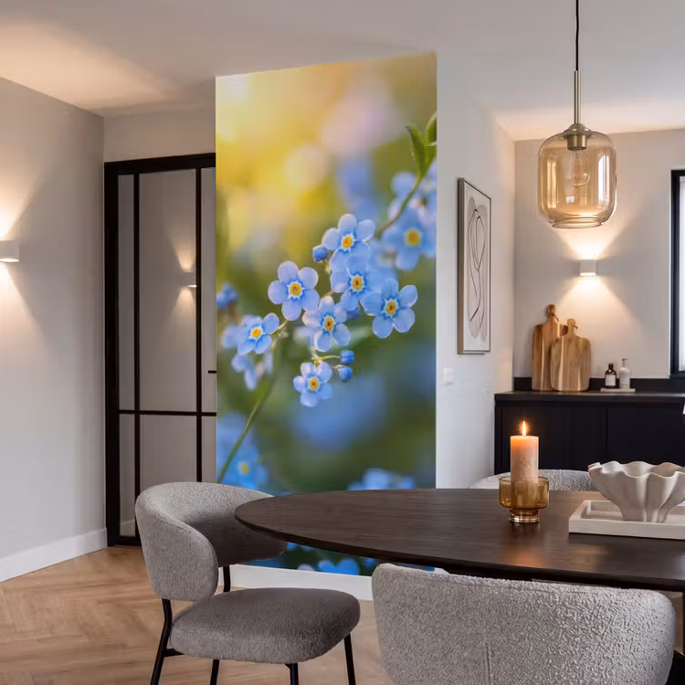 Behang - Bloemetjes - Blauw - Vergeet mij nietjes — 5
