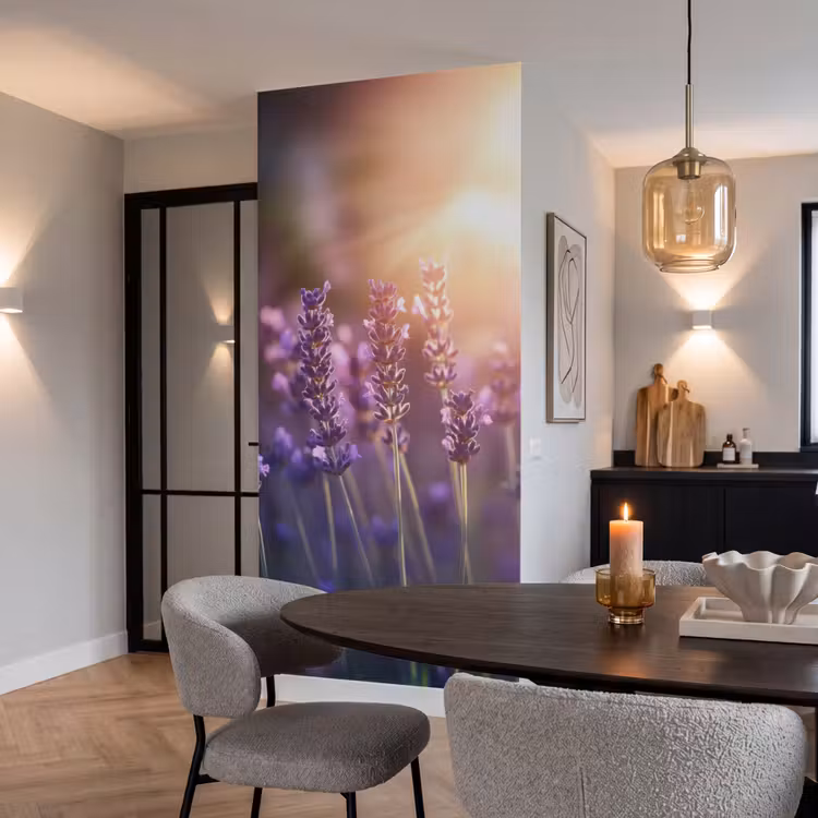 Behang - Lavendelbloemen - Paars - Zonlicht — 5