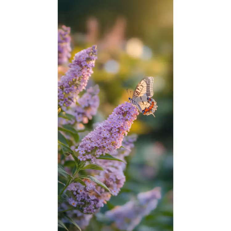 Behang - Sierlijke - Vlinder - Paarse - Bloemen — 2