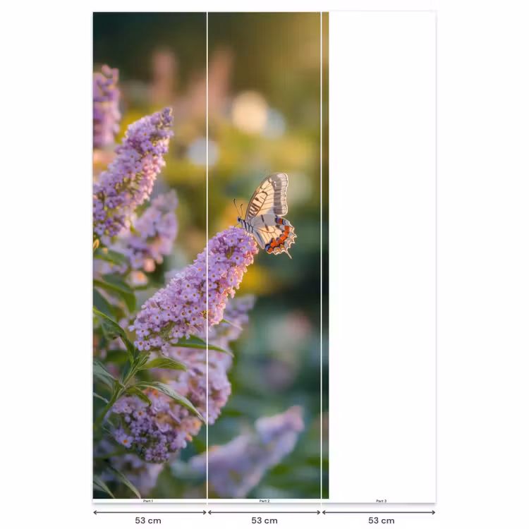Behang - Sierlijke - Vlinder - Paarse - Bloemen — 6