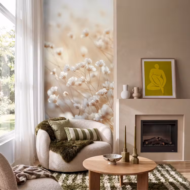 Behang - Wilde - Bloemen - Wit — 1