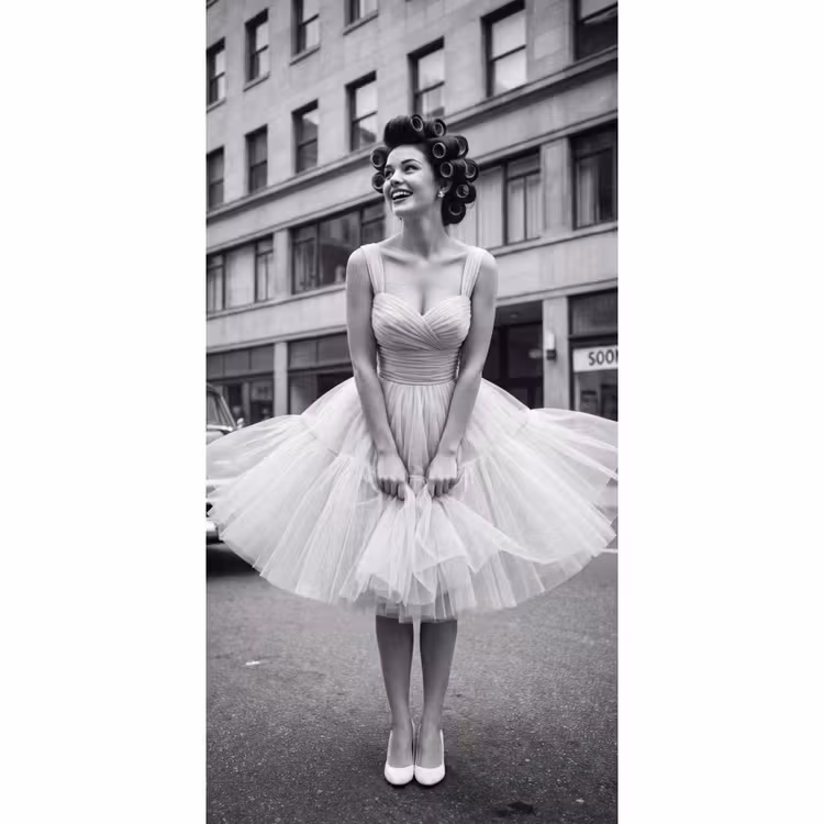 Behang - Retro - Vrouw - Zwart - Wit — 2