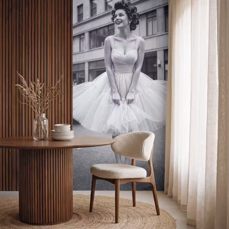 Behang - Retro - Vrouw - Zwart - Wit — 4