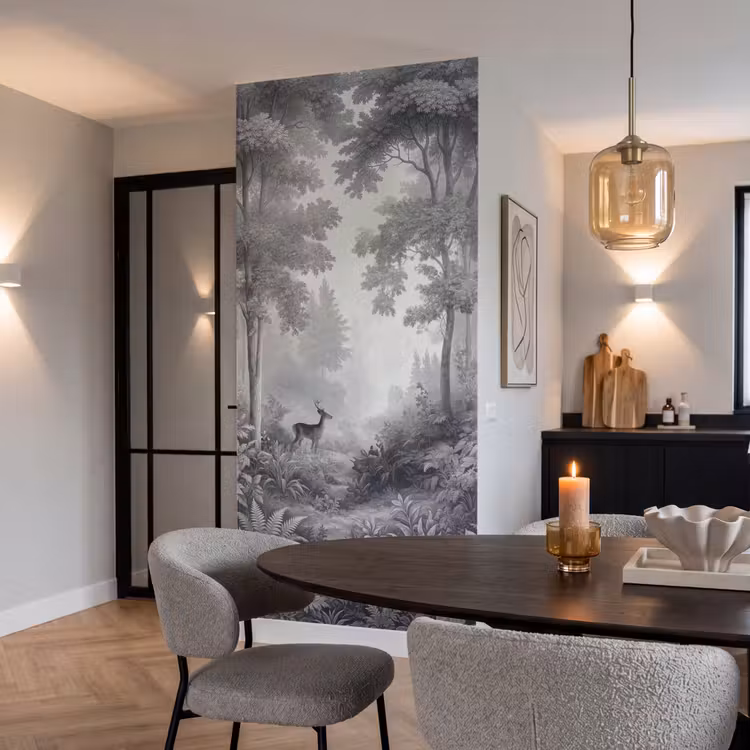 Behang - Bos - Hert - Zwart - Wit — 5