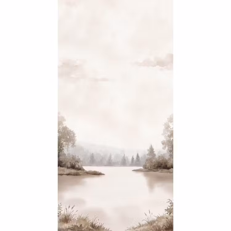 Behang - Rivierlandschap - Minimalistisch - Aardetinten — 2