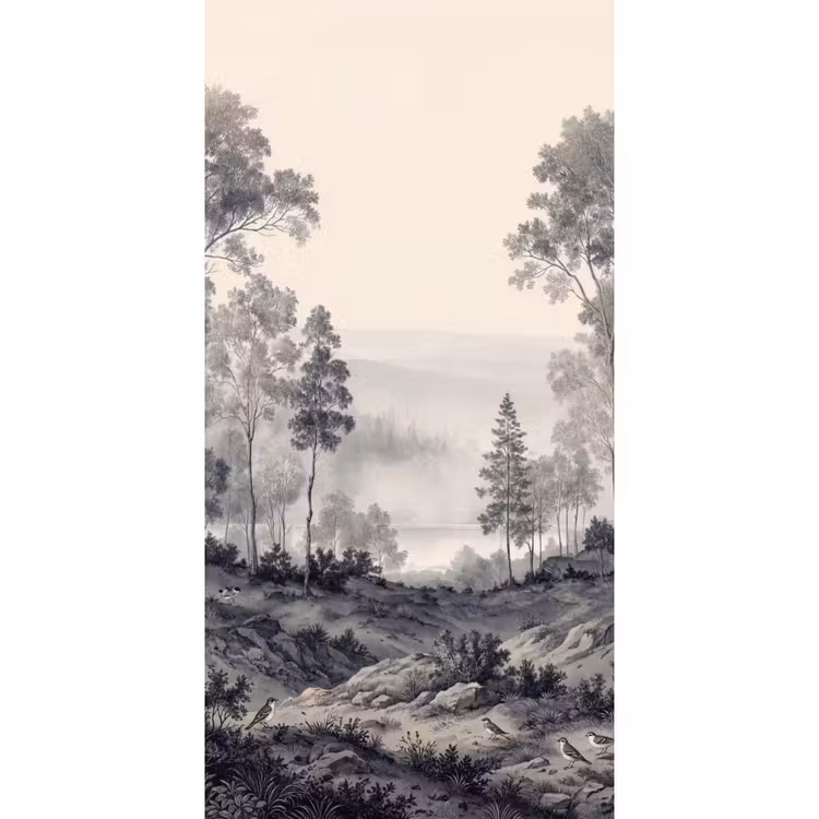 Behang - Mistig - Berglandschap - Illustratie β 2