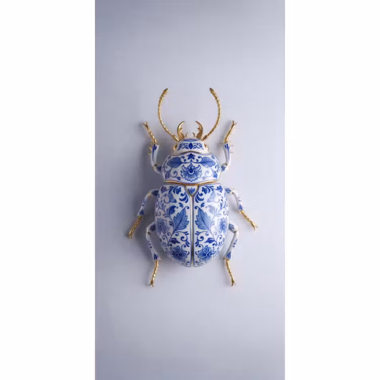 Behang - Kever - Delfts - Blauw - Goud — 2