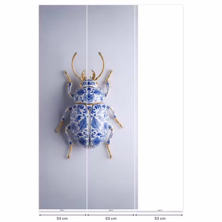 Behang - Kever - Delfts - Blauw - Goud — 6