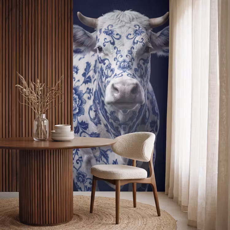 Behang - Koe - Delfts - Blauw - Artistiek — 4
