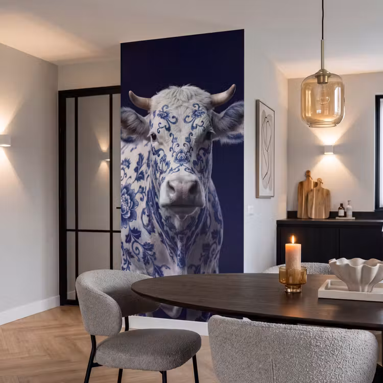 Behang - Koe - Delfts - Blauw - Artistiek — 5