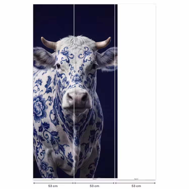 Behang - Koe - Delfts - Blauw - Artistiek — 6