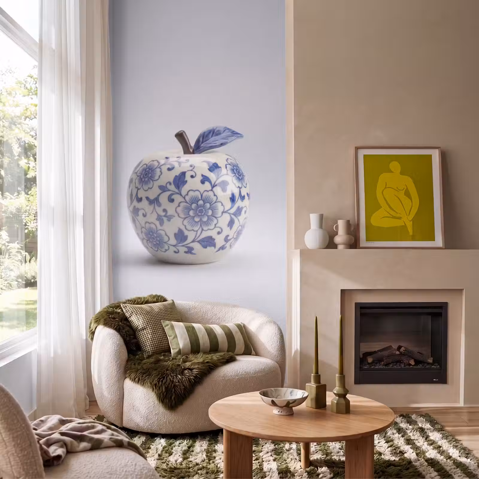 Behang - Appel - Blauw - Klassiek — 1