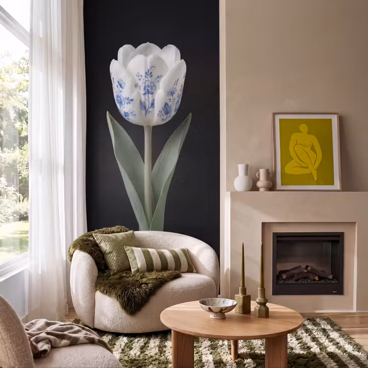 Behang - Tulp - Patroon - Blauw — 1
