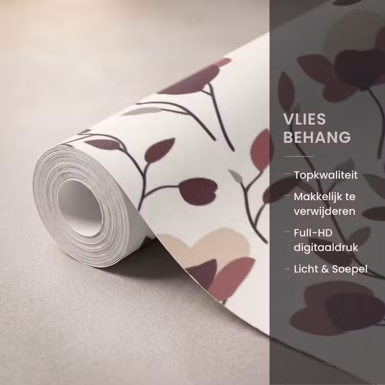 Behang - Bloemen - Botanisch - Bordeaux — 3