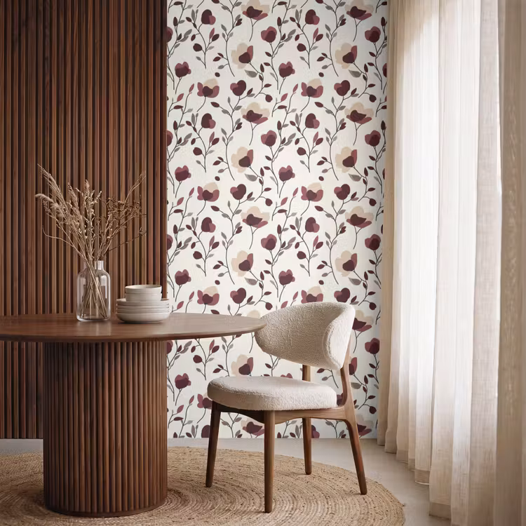 Behang - Bloemen - Botanisch - Bordeaux — 4