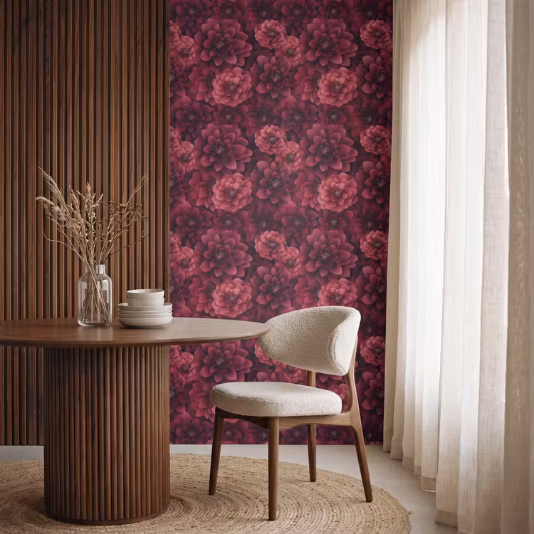 Behang - Dahlias - Bloemen - Rood — 4