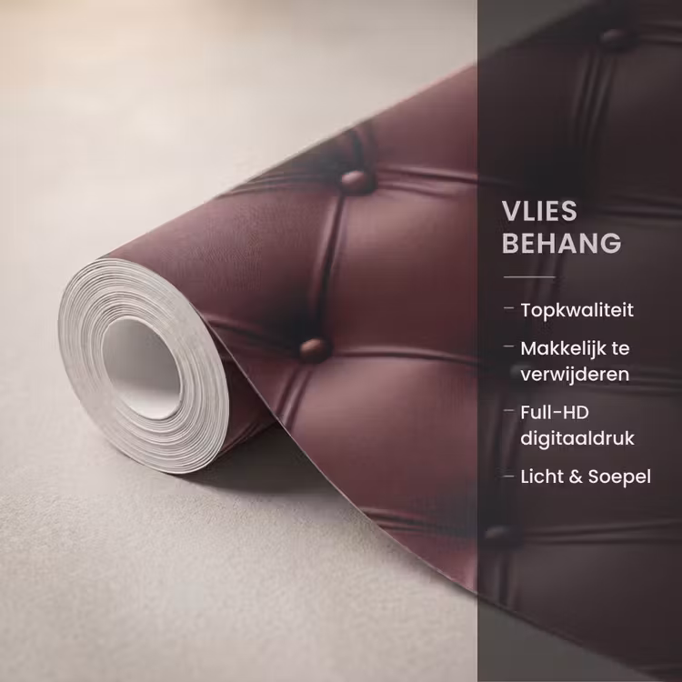 Behang - Leer - Patroon - Bordeaux — 3