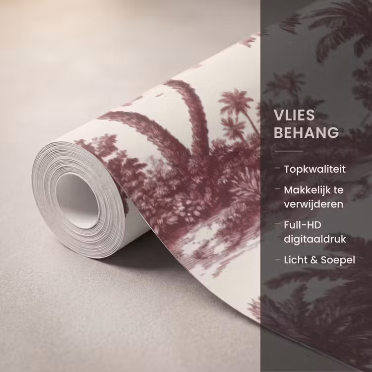 Behang - Tropisch - Geometrisch - Bordeauxrood β 3