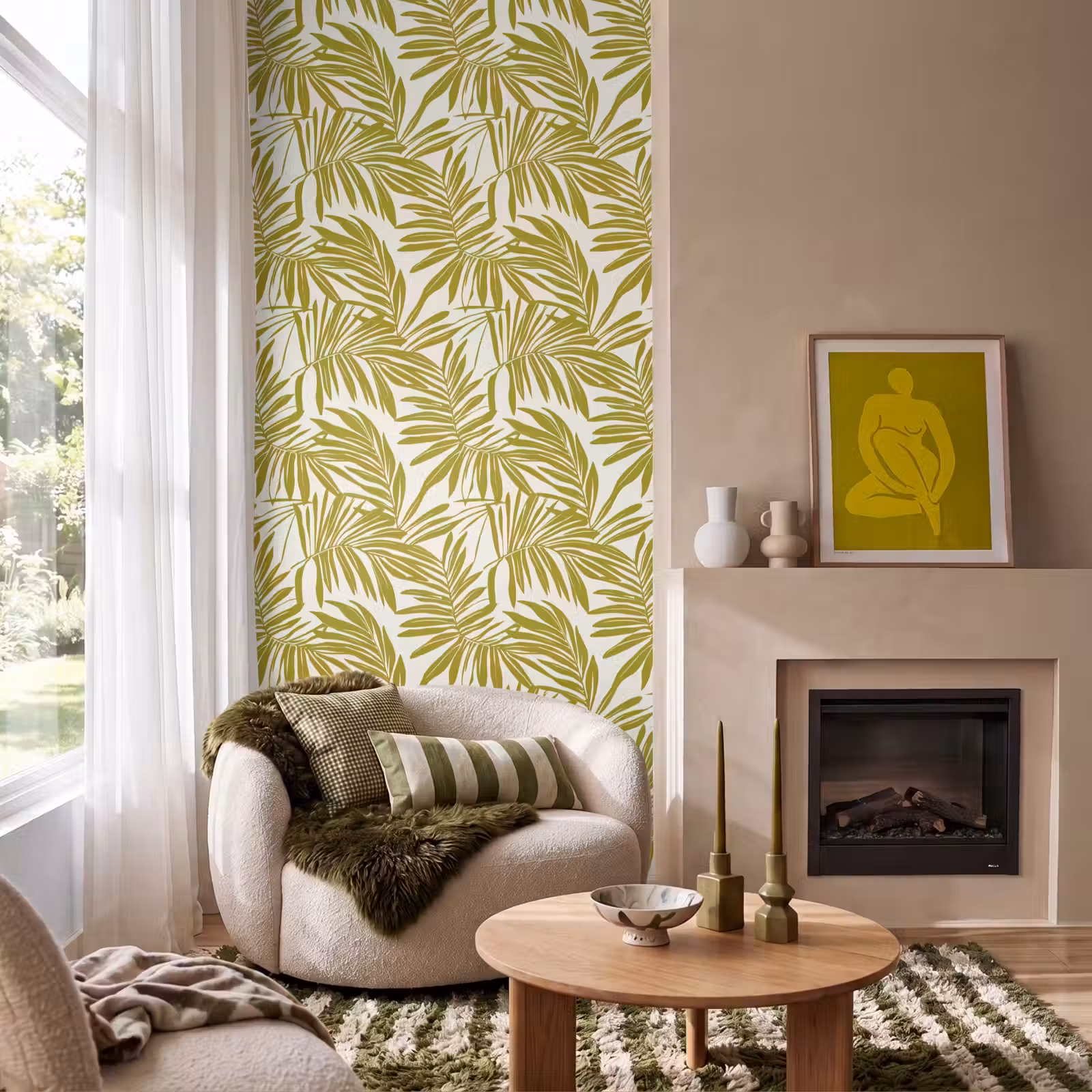Behang - Palmblad - Patroon - Groen — 1