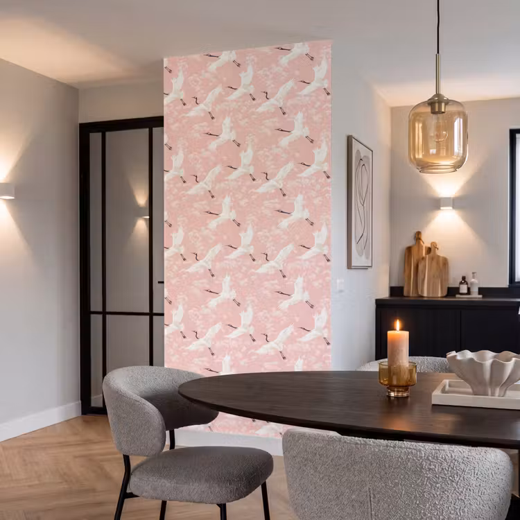 Behang - Kraanvogels - Bloesem - Roze — 5