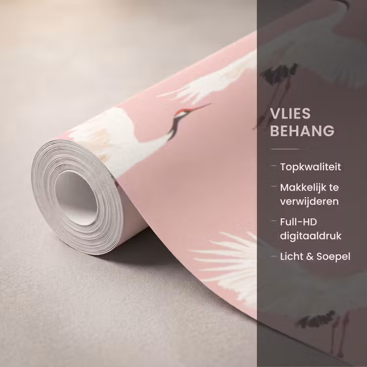Behang - Modern - Kraanvogels - Roze — 3