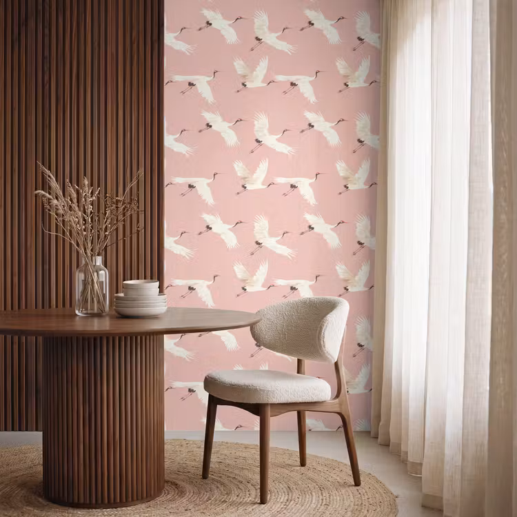 Behang - Modern - Kraanvogels - Roze — 4