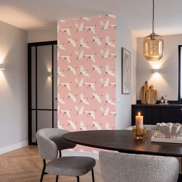 Behang - Modern - Kraanvogels - Roze — 5