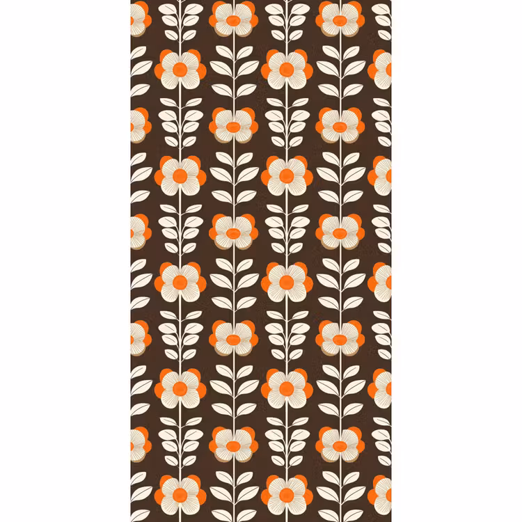 Behang - Bloemen - Retro - Bruin — 2