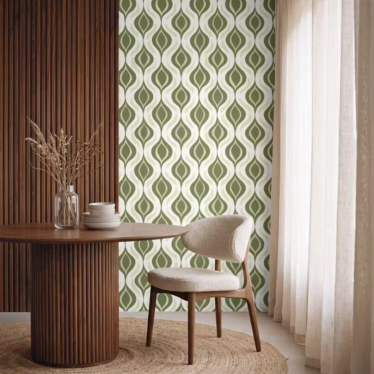 Behang - Patroon - Retro - Groen — 4