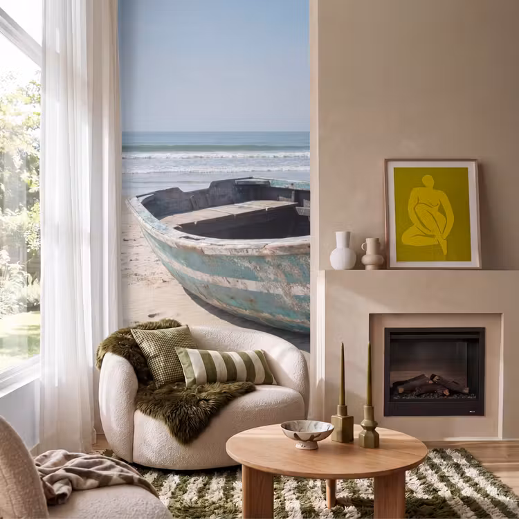 Behang - Boot - Zandstrand - Zee — 1