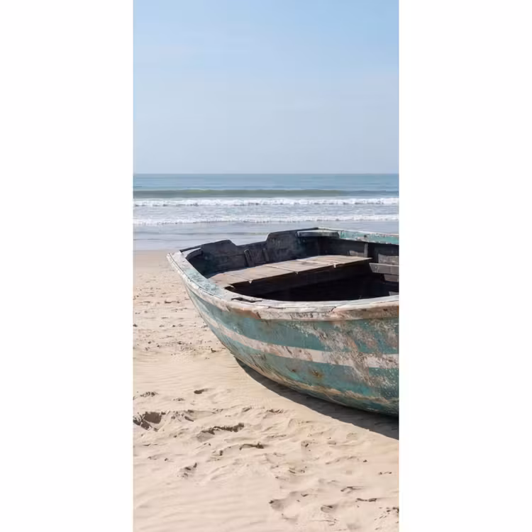Behang - Boot - Zandstrand - Zee — 2
