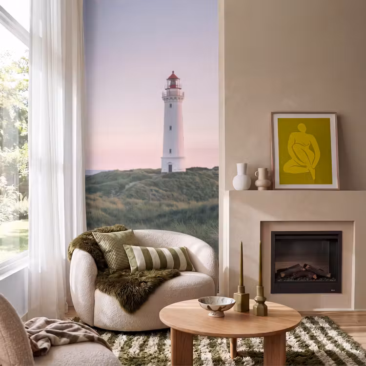 Behang - Vuurtoren - Duinlandschap - Zee — 1