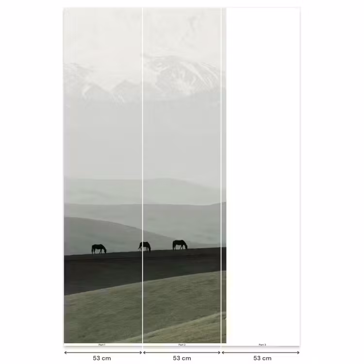 Behang - Grijs - Berg - Paarden — 6