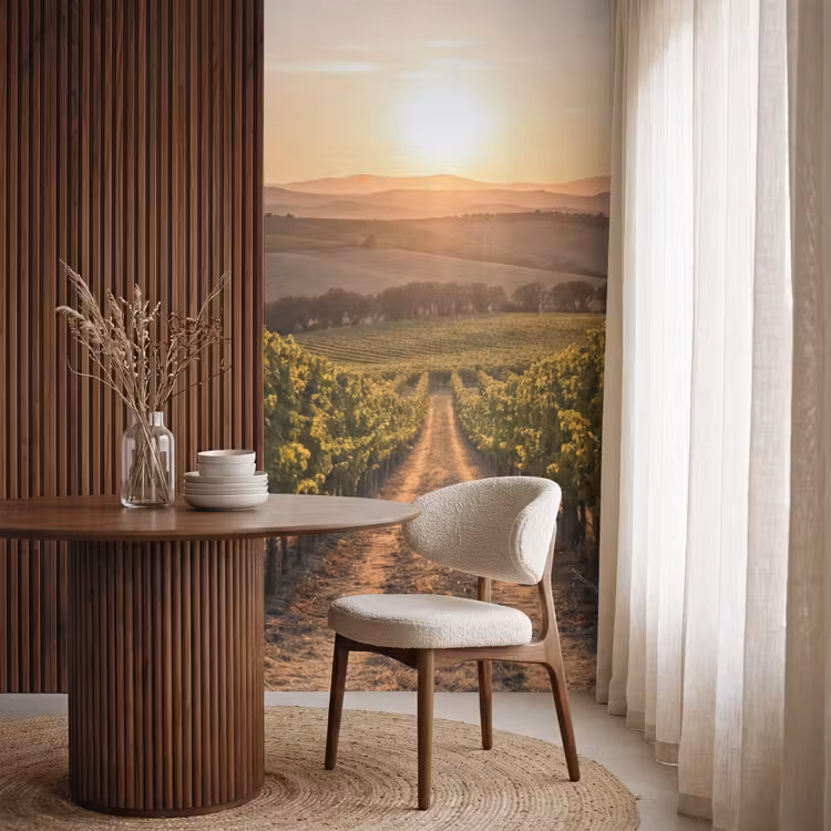 Behang - Wijngaard - Zonsondergang - Landschap — 4