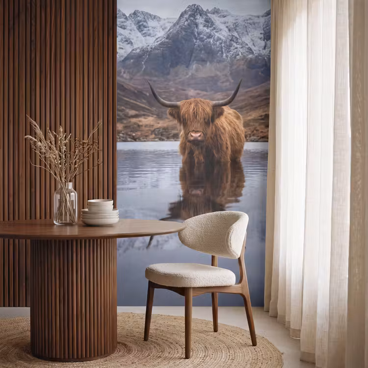 Behang - Schotse hooglander - Bruin - Water — 4