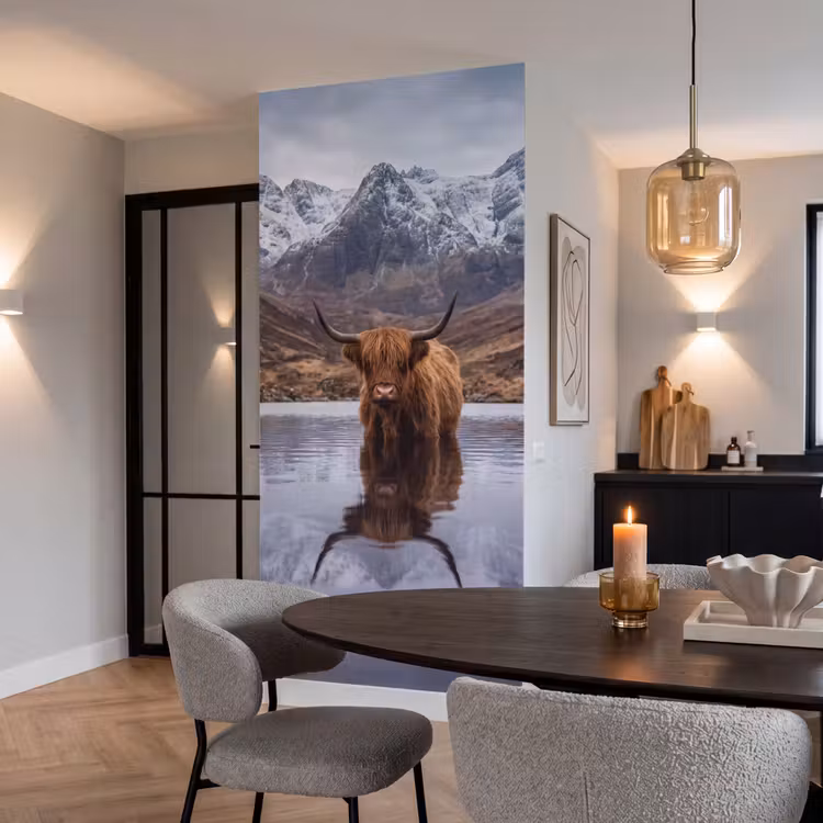 Behang - Schotse hooglander - Bruin - Water — 5