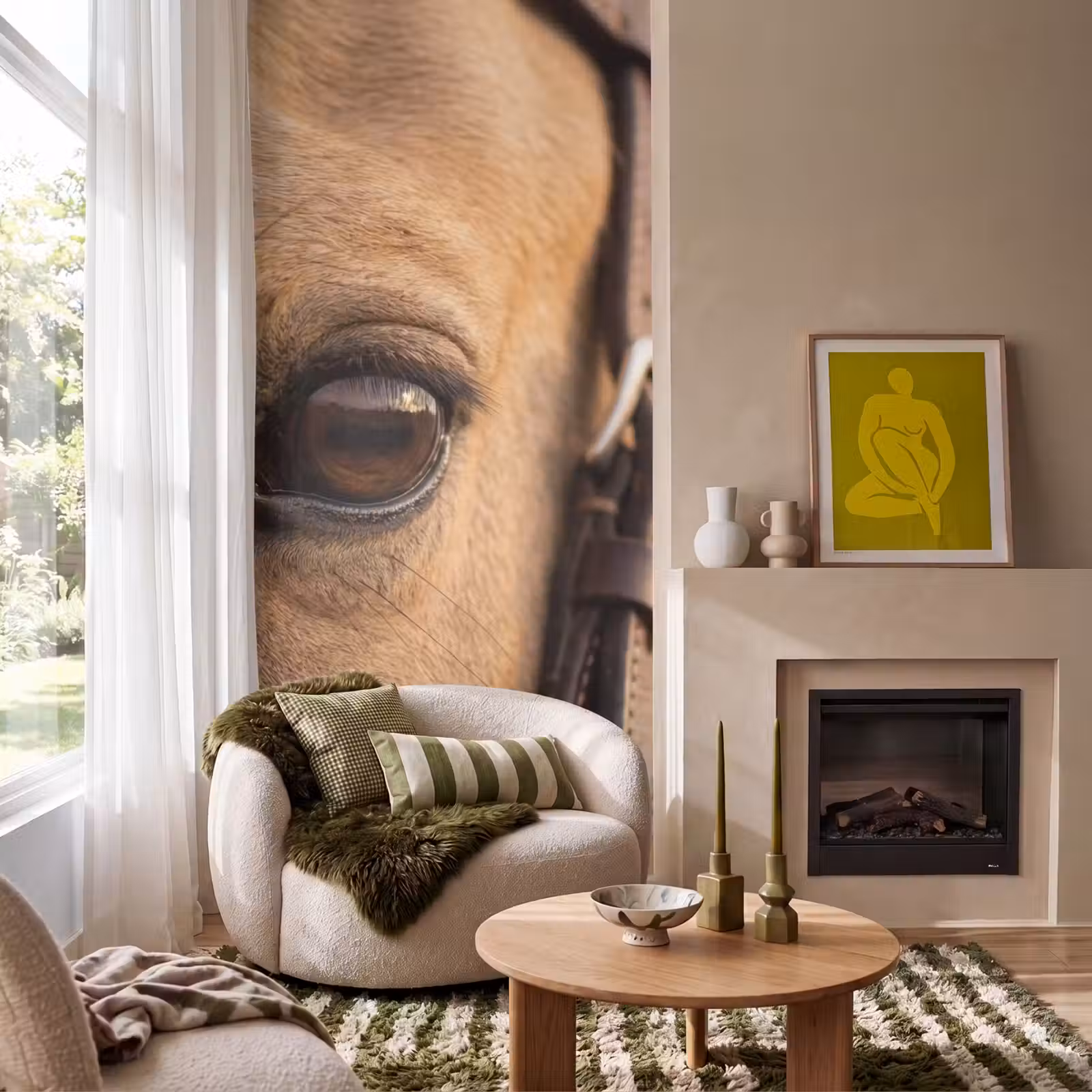 Behang - Paard - Oog - Bruin — 1