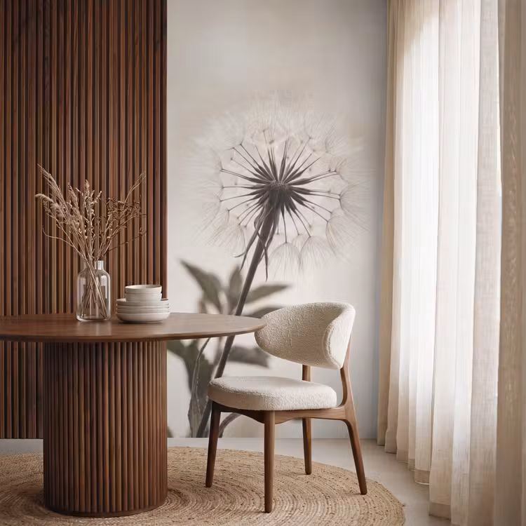 Behang - Paardenbloem - Minimalistisch - Wit — 4