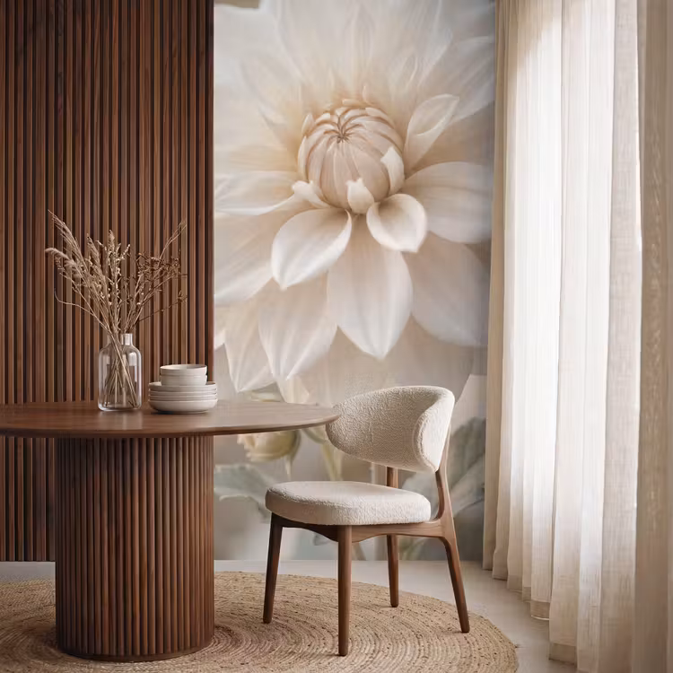 Behang - Bloem - Dahlia - Wit — 4