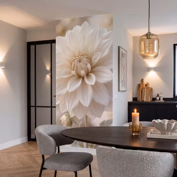 Behang - Bloem - Dahlia - Wit — 5