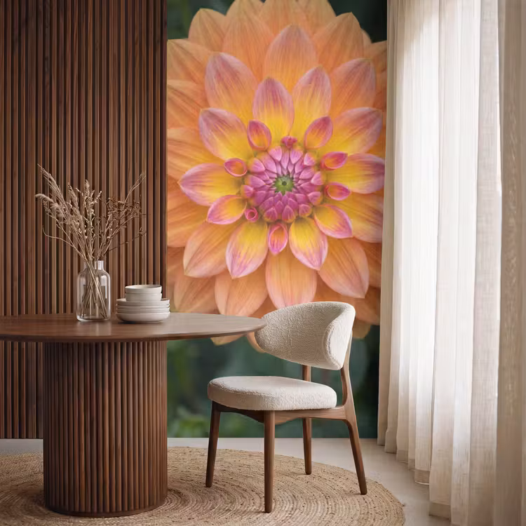 Behang - Dahlia - Bloem - Oranje — 4