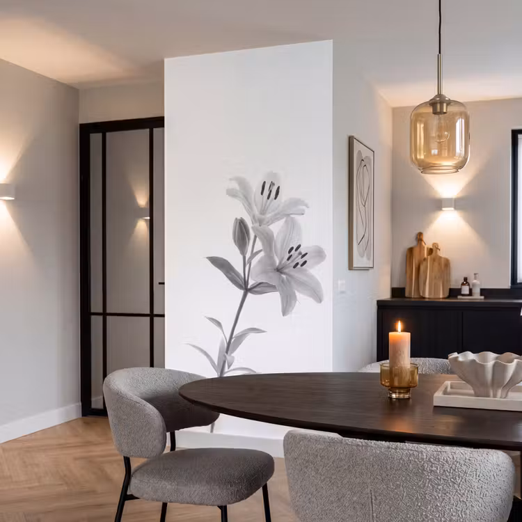 Behang - Lelies - Elegant - Zwart - Wit — 5