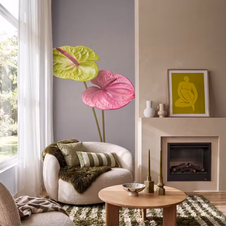 Behang - Planten - Anthurium - Groen - Roze — 1