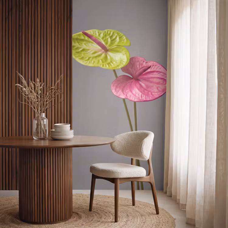 Behang - Planten - Anthurium - Groen - Roze — 4