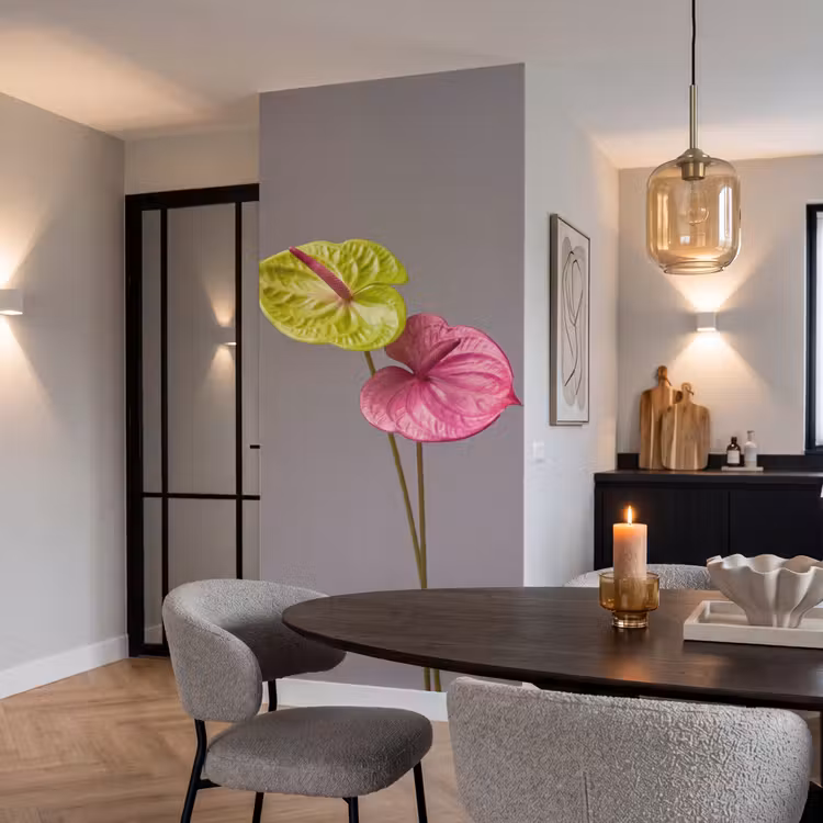 Behang - Planten - Anthurium - Groen - Roze — 5