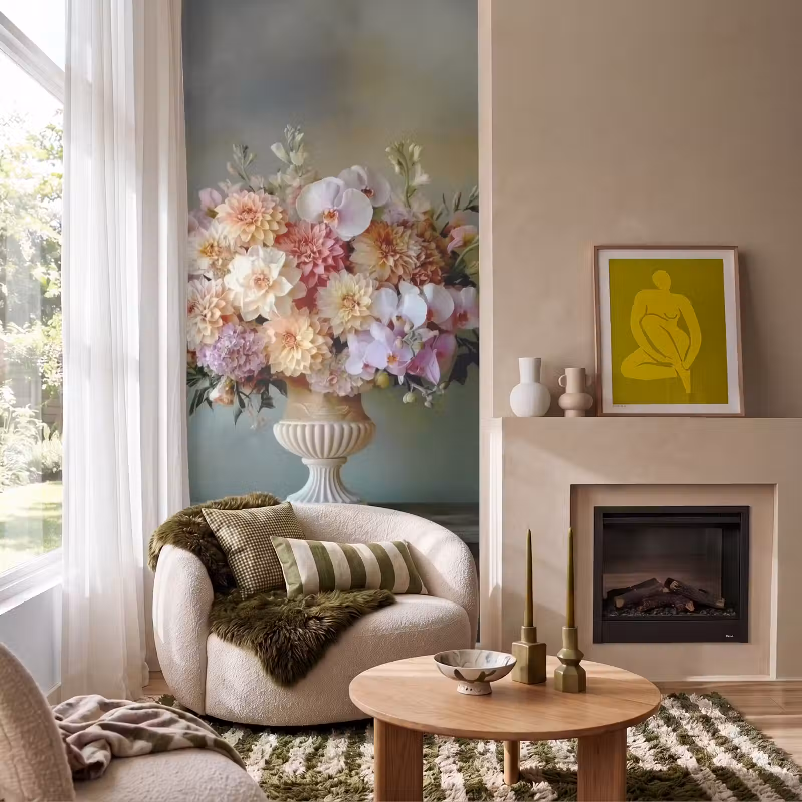 Behang - Orchidee - Boeket - Vaas - Bloemen — 1