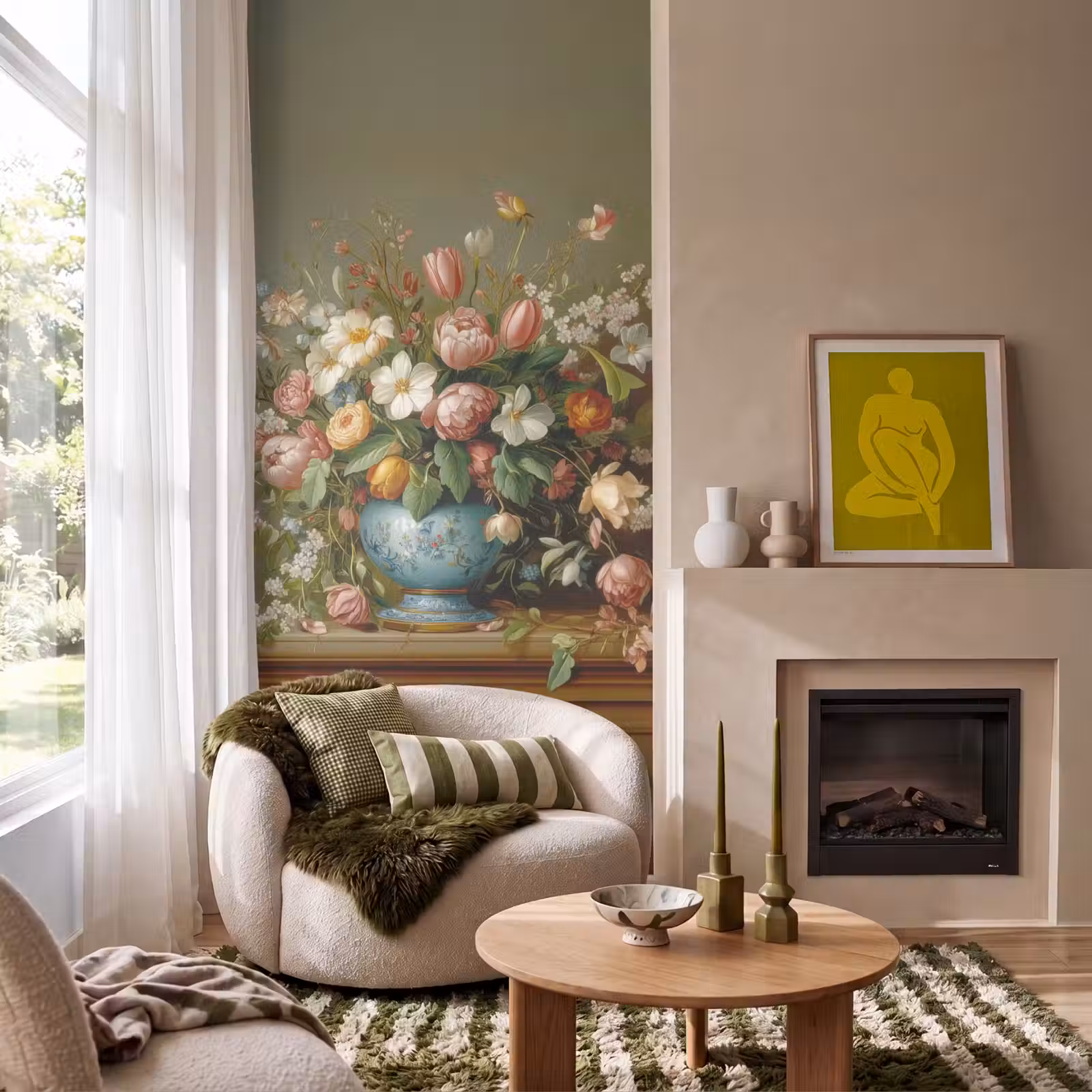Behang - Vaas - Pastel - Kleuren - Bloemen — 1