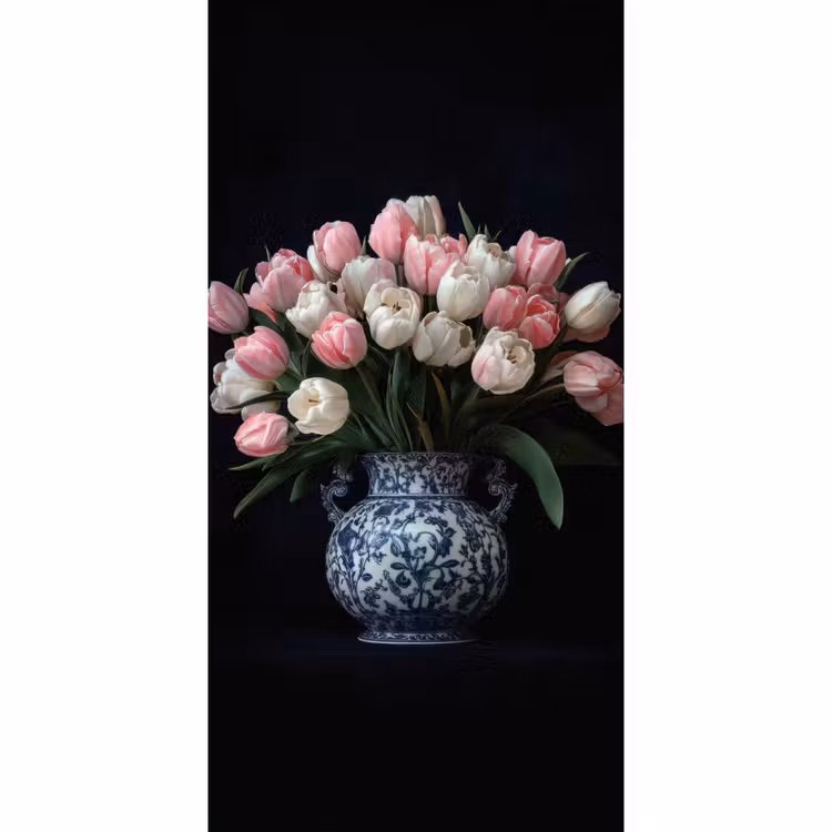 Behang - Bloemen - Roze - Tulpen - Vaas — 2